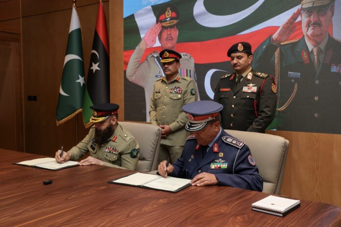 Senior military officials of Pakistan and Libya during a defence engagement meeting