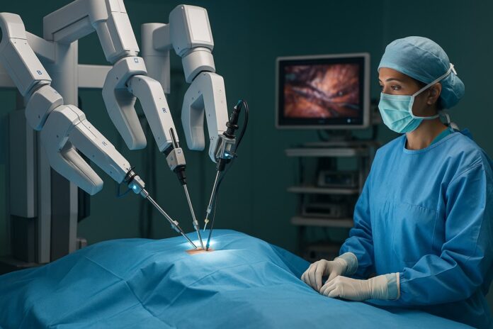 Robotic surgical system performing a minimally invasive procedure at PIMS in Islamabad