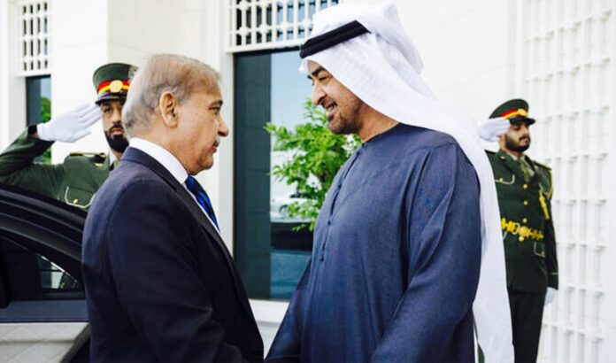 UAE President Sheikh Mohamed bin Zayed Al Nahyan meeting Pakistan’s Prime Minister during an official engagement