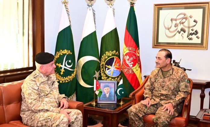 Jordan Armed Forces CJCS meets Field Marshal Asim Munir at GHQ Rawalpindi to discuss defence cooperation