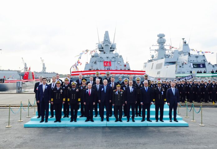 Türkiye hands over Babur-class warship PNS Khaibar to Pakistan during an official ceremony in Istanbul