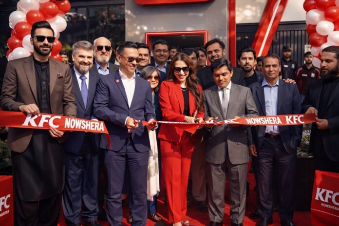 US Chargé d’Affaires Natalie Baker inaugurates KFC outlet in Nowshera with local officials