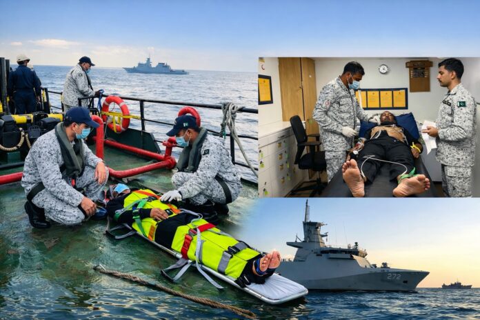 Pakistan Navy conducts medical evacuation of Sri Lankan sailor in Indian Ocean