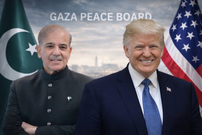 Pakistan and United States flags symbolizing diplomatic engagement on Gaza peace efforts.