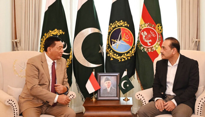 Indonesian Defence Minister Sjafrie Sjamsoeddin meeting Field Marshal Asim Munir in Rawalpindi