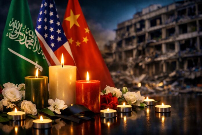 Candles placed in tribute as Saudi Arabia, US and China express condolences over Gul Plaza tragedy