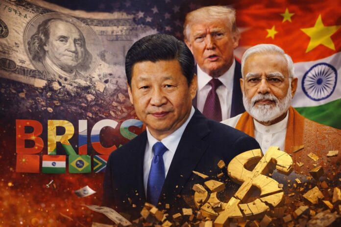 BRICS leaders amid global currency shift away from US dollar