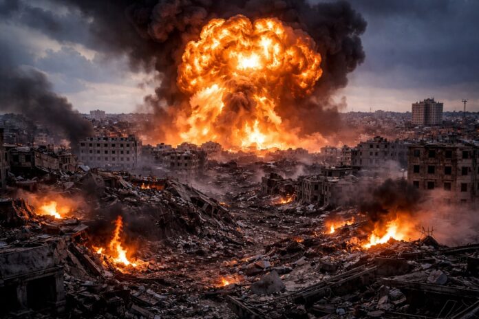 Heavy destruction in Gaza following airstrikes amid ongoing conflict