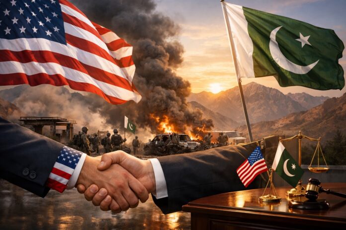 US and Pakistan flags symbolizing cooperation after Balochistan militant attacks