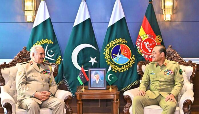 Pakistan Army Chief Asim Munir meets Libyan commander Khalifa Haftar at GHQ Rawalpindi