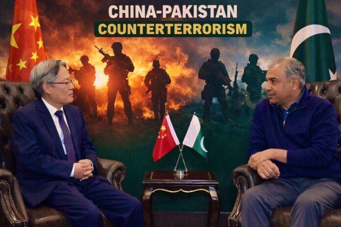 Chinese Ambassador Jiang Zaidong meets Interior Minister Mohsin Naqvi in Islamabad to discuss counterterrorism cooperation