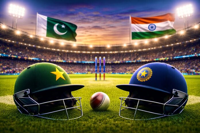 Pakistan and India cricket helmets ahead of T20 World Cup match