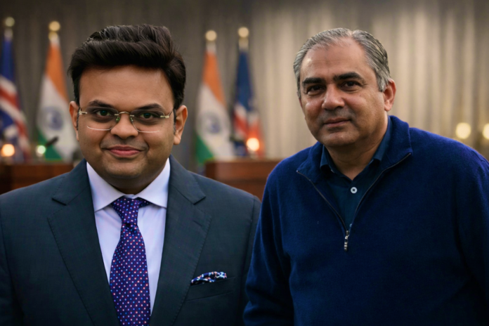 Mohsin Naqvi and Jay Shah ahead of Pakistan India T20 World Cup match