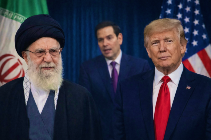 Donald Trump and Ayatollah Ali Khamenei in a composite diplomatic context image
