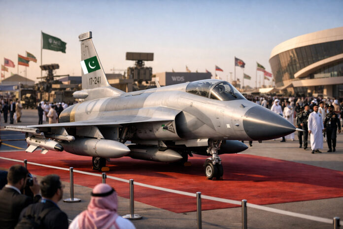 Pakistan’s JF-17 Thunder fighter jet on display at Riyadh defense exhibition